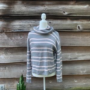 Abound Slouchy Neck Striped Turtleneck Sweater Size Small